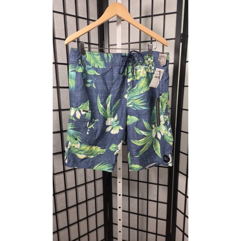 ONeill Vacation Resort Tiki Surf Mens Navy‎ Tropical Floral Board Shorts Size 34